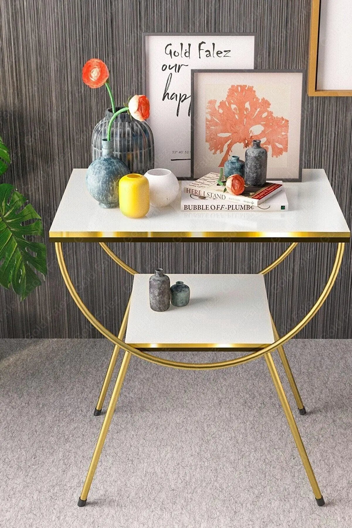 Stylish Gold Nightstand Side Table - Decor Mantra 