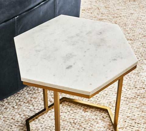 Luxurious Hexagon Marble Table - Decor Mantra 
