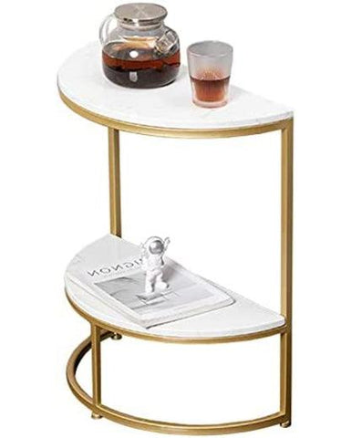 Half-Round Marble Side Table in Gold - Decor Mantra 