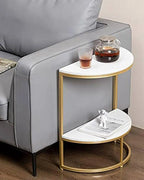 Half-Round Marble Side Table in Gold - Decor Mantra 