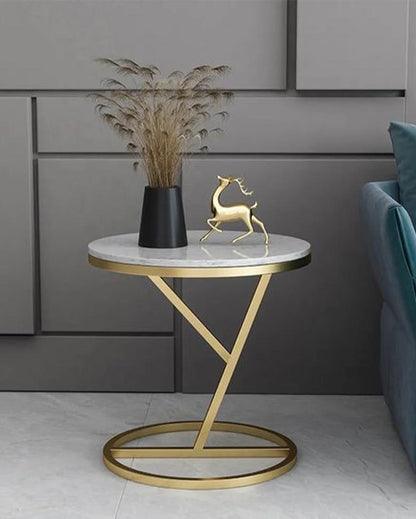 Stylish Golden Y-Stand Side Table - Decor Mantra 