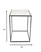 Square White Marble and Black Stand Side Table - Decor Mantra 