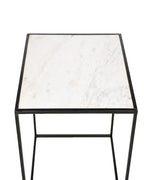 Square White Marble and Black Stand Side Table - Decor Mantra 