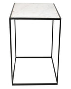 Square White Marble and Black Stand Side Table - Decor Mantra 