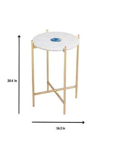 Refined Marble and Gold Round Accent Table - Decor Mantra 