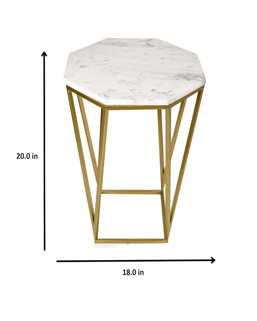 Luxurious Hexagon Marble Accent Table DECORMANTRA