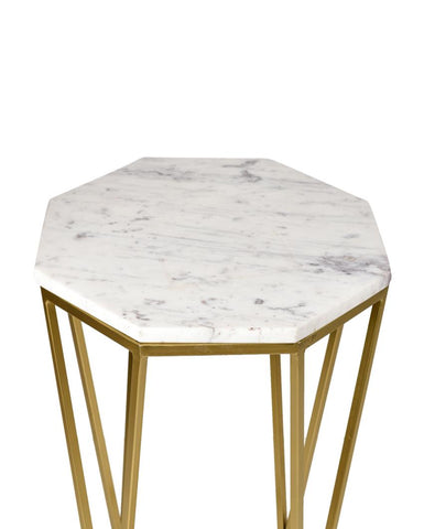 Luxurious Hexagon Marble Accent Table
