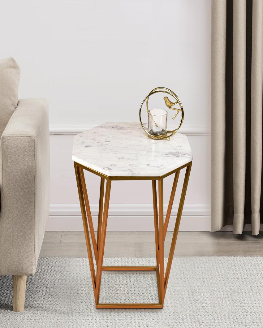 Luxurious Hexagon Marble Accent Table