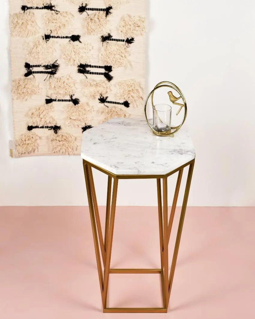 Luxurious Hexagon Marble Accent Table DECORMANTRA