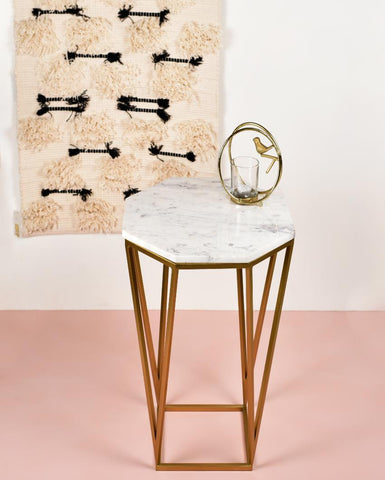 Luxurious Hexagon Marble Accent Table