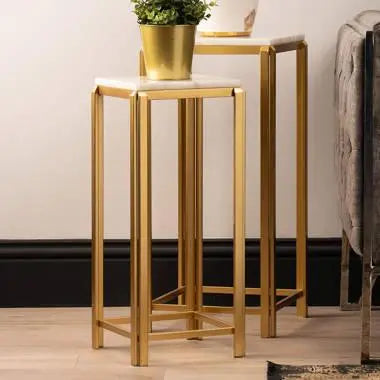 Contemporary Marble Top Nesting End Tables - Decor Mantra 