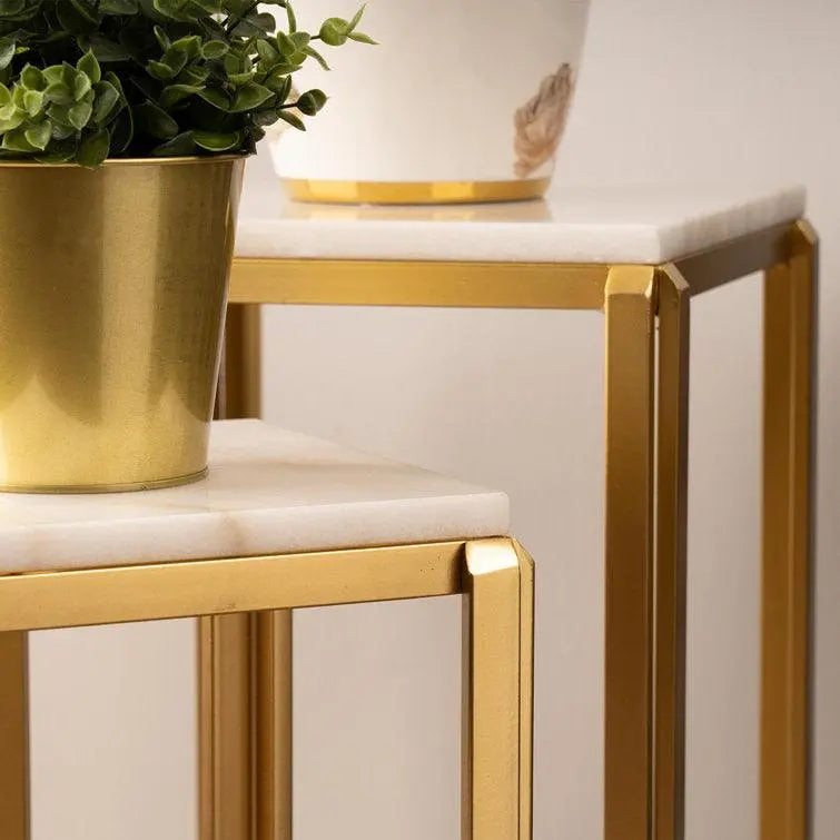 Contemporary Marble Top Nesting End Tables - Decor Mantra 