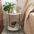 Elegant 2-Tier Round Marble Coffee Table with Gold Legs - Decor Mantra 