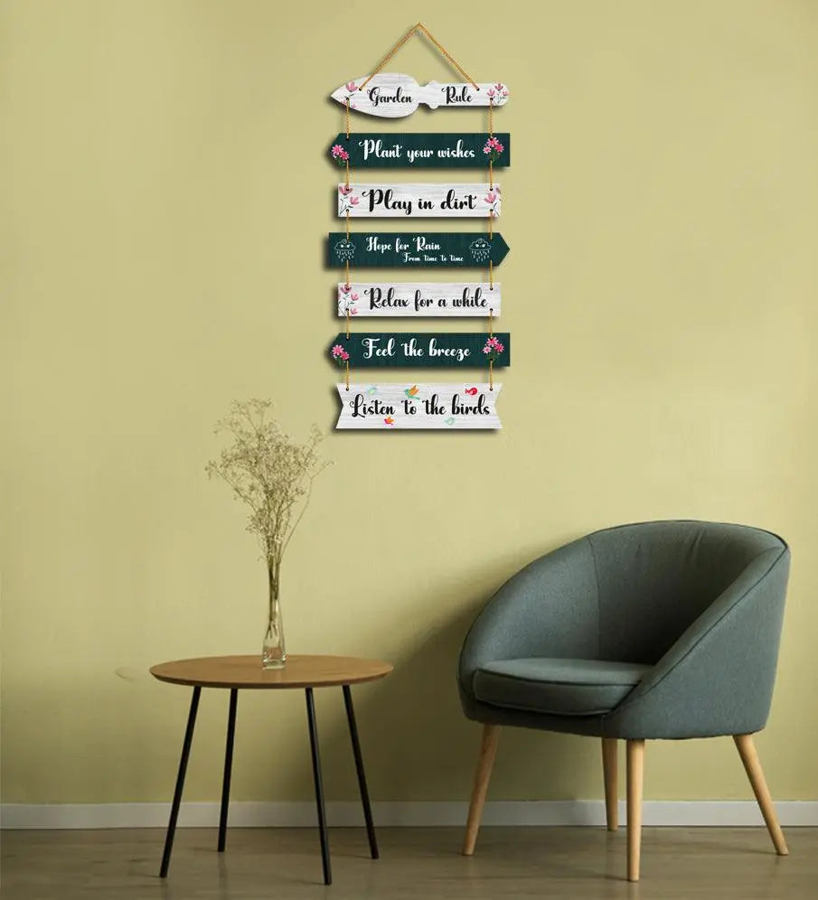 Garden Quote Wooden Wall Hanging for Home Decor | Decorative Items for Balcony | Wooden Wall Decoration for Outdoor Decorative Garden | Modern Artworks (WH_7001N), Set of 7 - Decor Mantra 