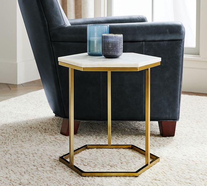 Marble Hexagonal Accent Table - Decor Mantra 