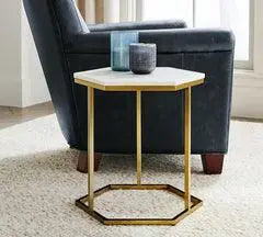 Marble Hexagonal Accent Table - Decor Mantra 