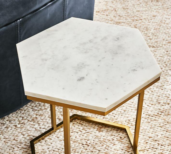 Marble Hexagonal Accent Table - Decor Mantra 