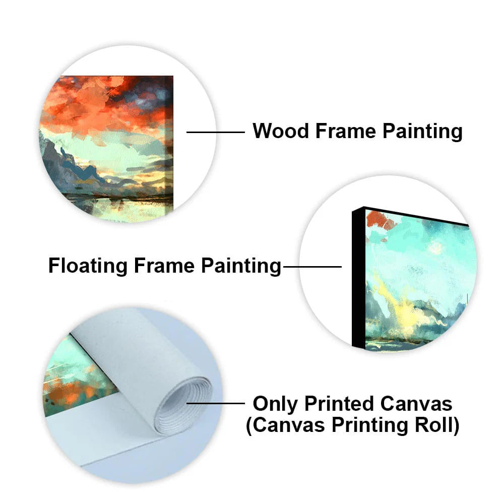 Sailing Boat in Lake at Sunset Premium Canvas Wall Painting DECORMANTRA