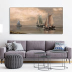 Sailing Boat on the Sea landscape with Fisherman Wall Painting DECORMANTRA