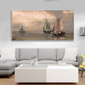 Sailing Boat on the Sea landscape with Fisherman Wall Painting DECORMANTRA