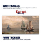 Sailing Boat on the Sea landscape with Fisherman Wall Painting DECORMANTRA