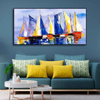 Sailing Boats in Ocean Canvas Wall Painting DECORMANTRA