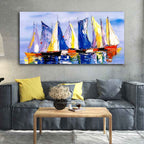 Sailing Boats in Ocean Canvas Wall Painting DECORMANTRA