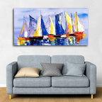 Sailing Boats in Ocean Canvas Wall Painting DECORMANTRA