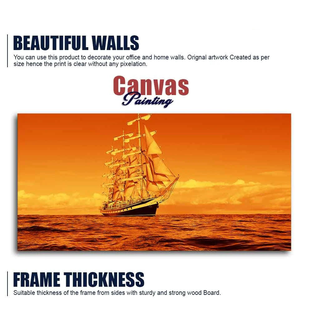 Sailing Ship in a Beautiful Golden Hour Premium Wall Painting DECORMANTRA