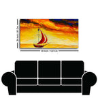 Sailing Ship with Red Sails with Yellow Sea Background Wall Painting DECORMANTRA