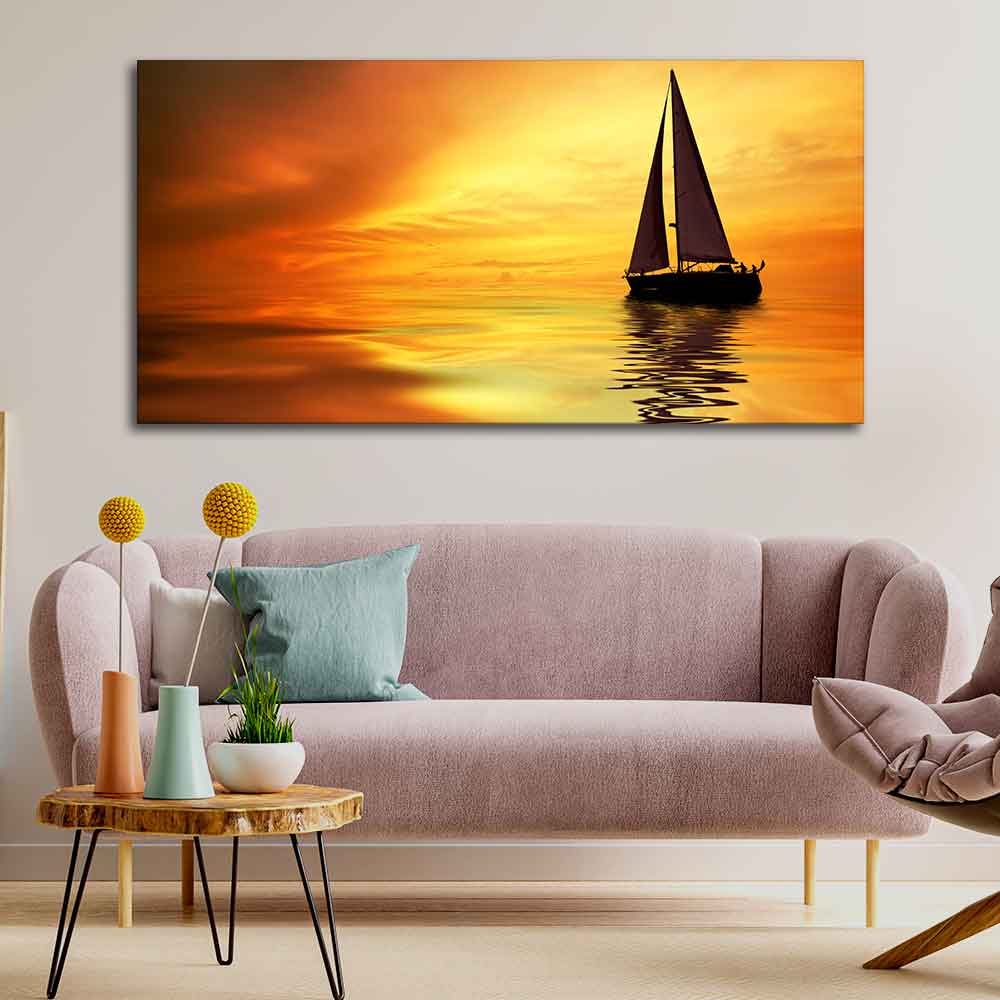 Sailing in Sunset Canvas Wall Painting DECORMANTRA