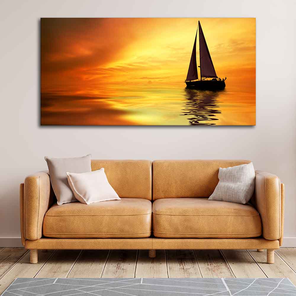Sailing in Sunset Canvas Wall Painting DECORMANTRA