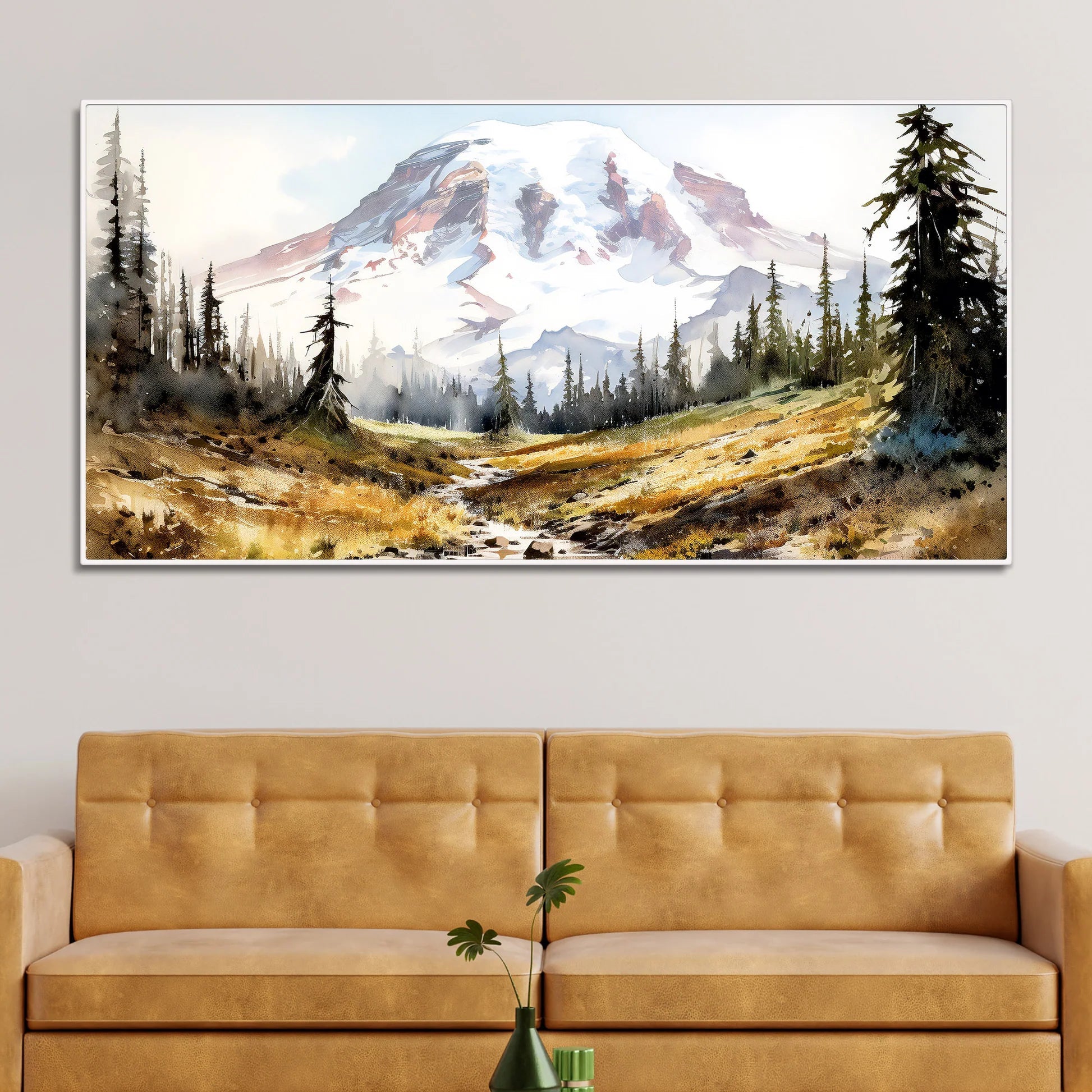 Scenery of Mountain Stream Canvas Wall Painting DECORMANTRA