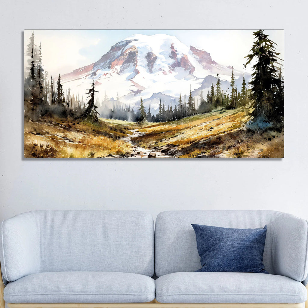Scenery of Mountain Stream Canvas Wall Painting DECORMANTRA