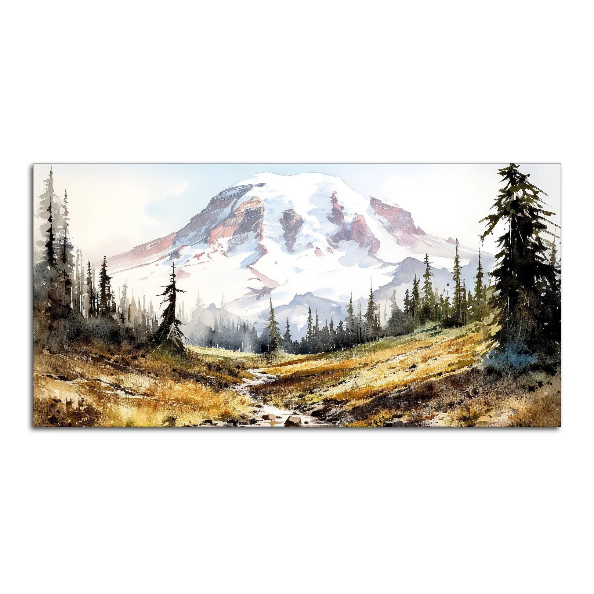 Scenery of Mountain Stream Canvas Wall Painting DECORMANTRA