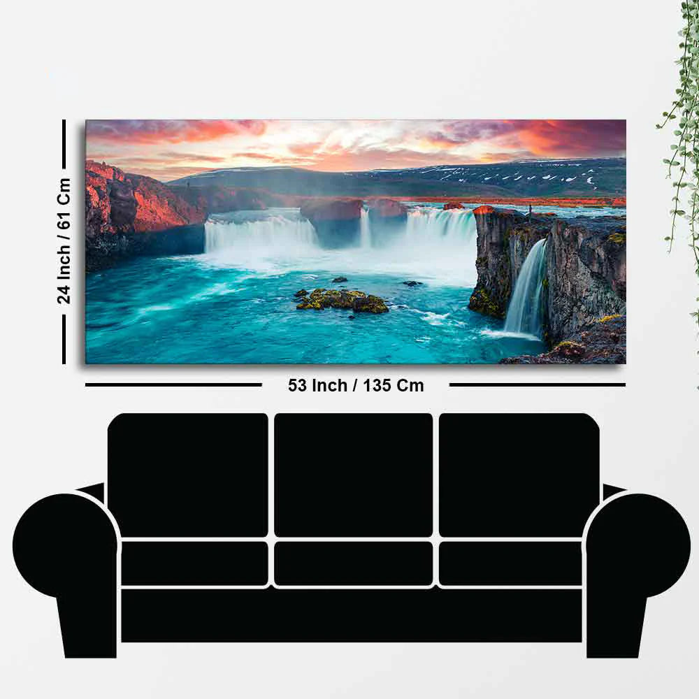 Scenery of Waterfall In Forest Premium Wall Painting DECORMANTRA