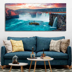 Scenery of Waterfall In Forest Premium Wall Painting DECORMANTRA