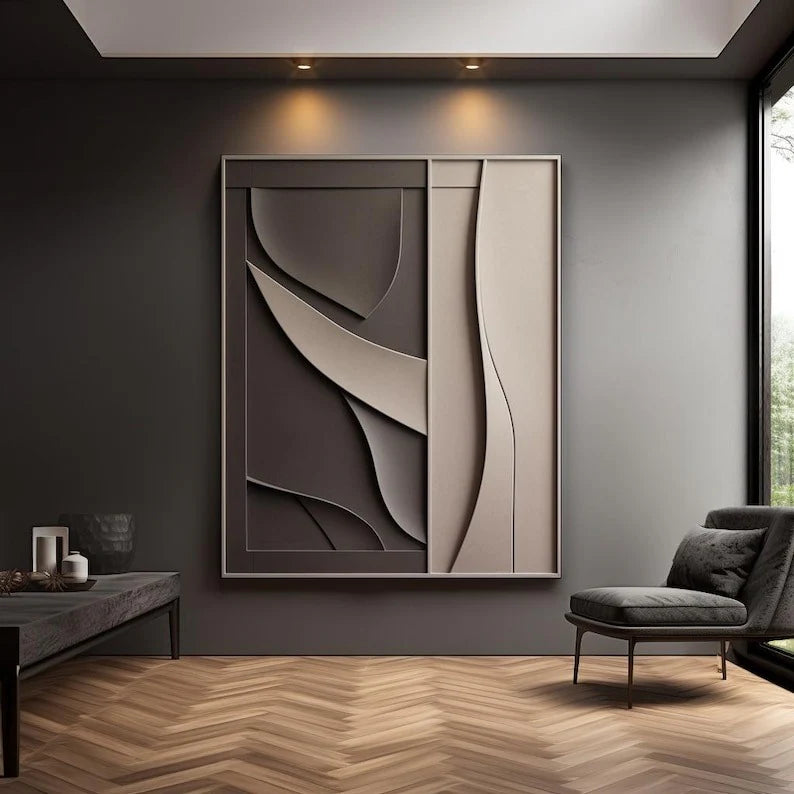 Sculptural Wall Decor with Geometric and Organic Elements