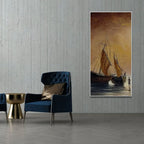 Sea Ships with Fishermen Canvas Wall Painting DECORMANTRA