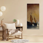 Sea Ships with Fishermen Canvas Wall Painting DECORMANTRA