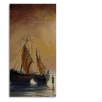 Sea Ships with Fishermen Canvas Wall Painting DECORMANTRA