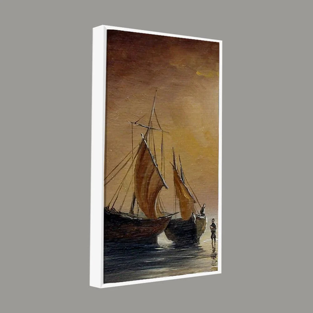 Sea Ships with Fishermen Canvas Wall Painting DECORMANTRA