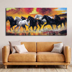 Seven Horse Running Abstract Wall Painting DECORMANTRA