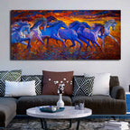 Seven Horse Running in Field Canvas wall Painting DECORMANTRA