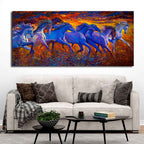 Seven Horse Running in Field Canvas wall Painting DECORMANTRA