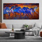 Seven Horse Running in Field Canvas wall Painting DECORMANTRA