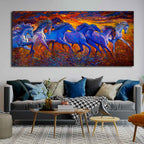 Seven Horse Running in Field Canvas wall Painting DECORMANTRA