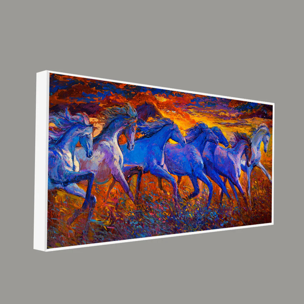 Seven Horses Running Canvas Wall Painting DECORMANTRA