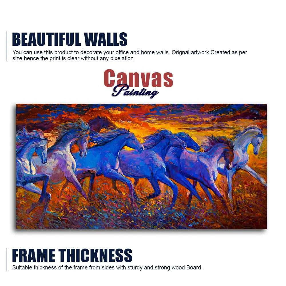 Seven Horses Running Canvas Wall Painting DECORMANTRA