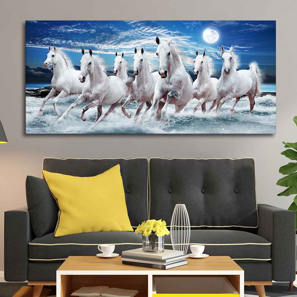 Seven Horses Running at Night Wall Painting DECORMANTRA